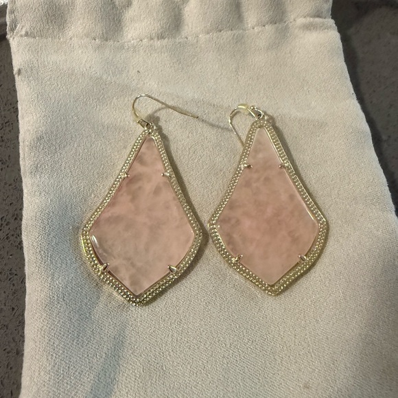 Kendra Scott Gold and Pink Earrings - Picture 1 of 2